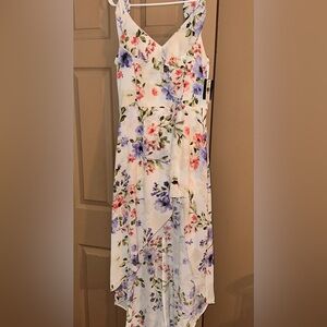 Iz Byer White Floral High Low Dress